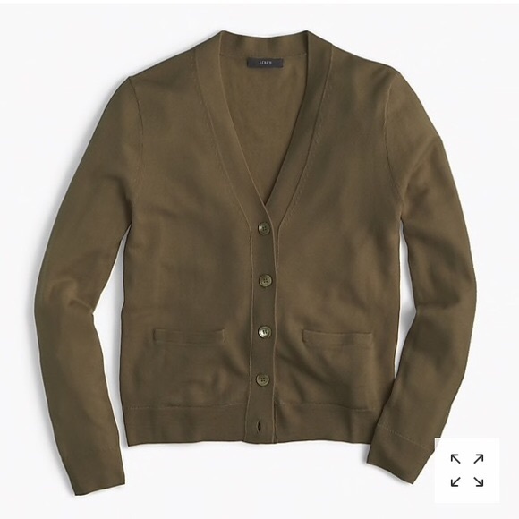 J. CREW Olive Green Merino Wool Cardigan Sweater Size M - Picture 13 of 14